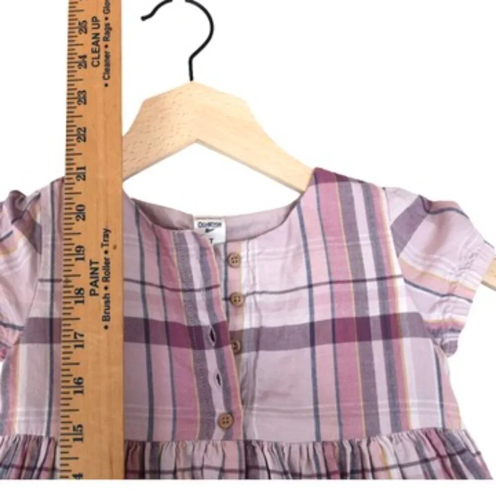OshKosh Plaid Dress 4T Pink Cottagecore Soft Girl Prairie Vintage Inspired